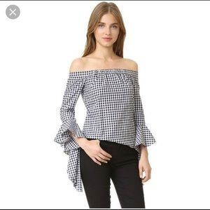 MLM gingham off the shoulder top
